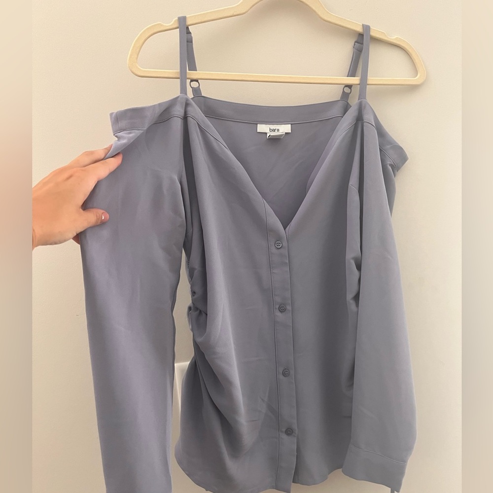 Bar III Purple-grey Cold Shoulder Blouse